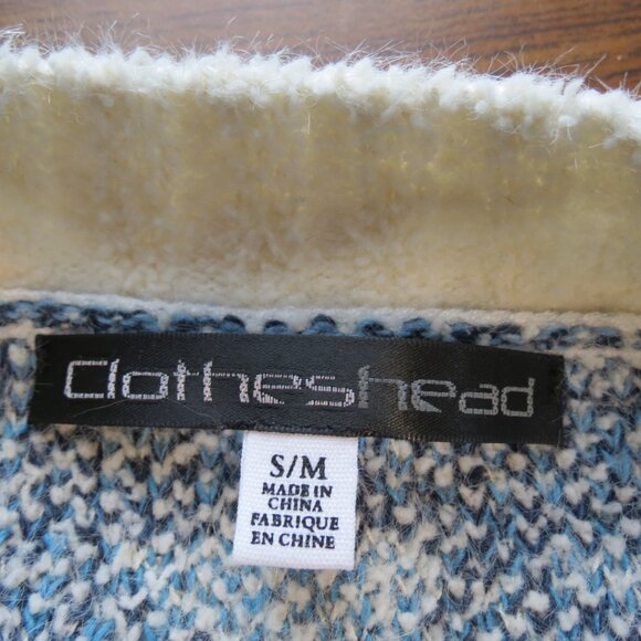 Clotheshead Women's V-Neck Sweater Blue/Creme Ombre Herringbone Size S/M - Picture 9 of 12